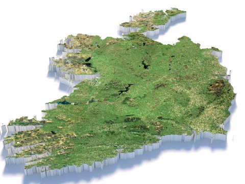 Ireland Terrain Map 3D Model
