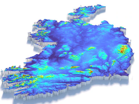 Ireland Terrain Map 3D Model