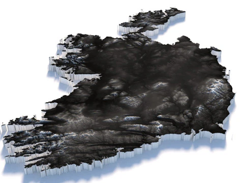 Ireland Terrain Map 3D Model