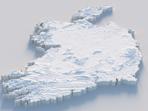 Ireland Terrain Map Model 3D