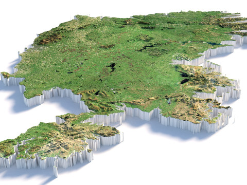 Ireland Terrain Map Model 3D