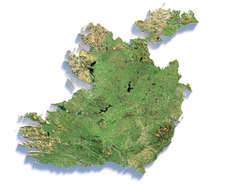 Ireland Terrain Map 3D Model
