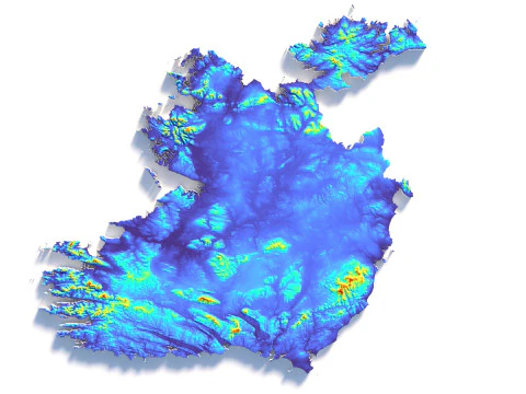 Ireland Terrain Map 3D Model