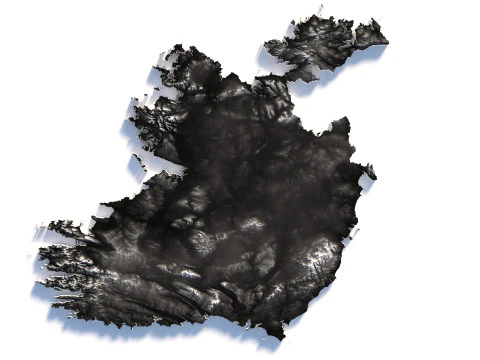 Ireland Terrain Map 3D Model