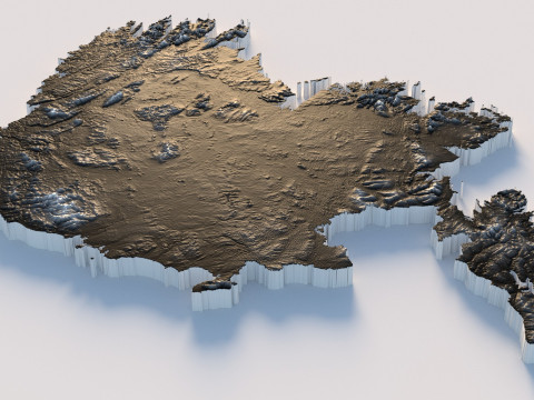 Ireland Terrain Map Model 3D