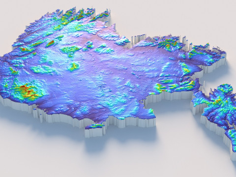 Ireland Terrain Map Model 3D