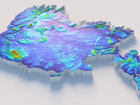 Ireland Terrain Map 3D Model