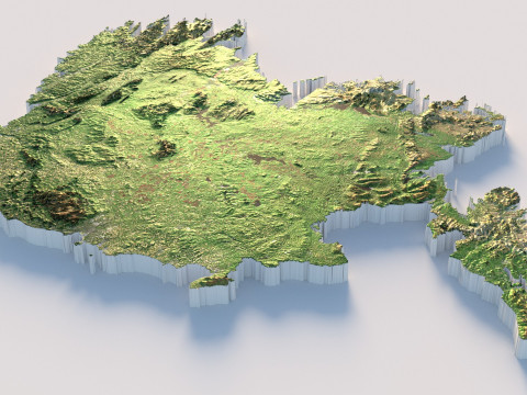 Ireland Terrain Map Model 3D