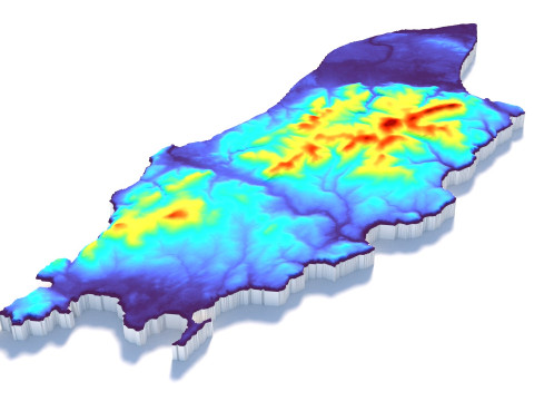 Isle of Man terrain map Model 3D