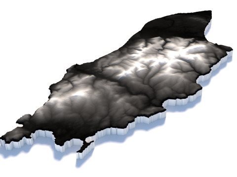 Isle of Man terrain map Model 3D