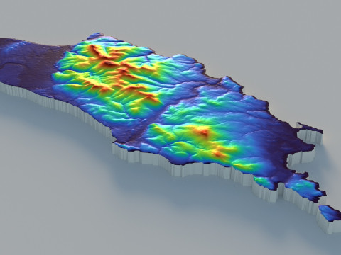 Isle of Man terrain map Model 3D