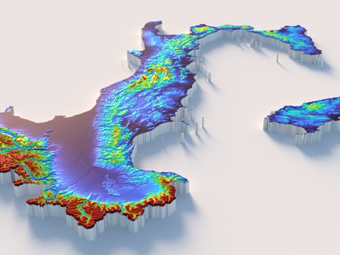 Italy terrain map 3D Model