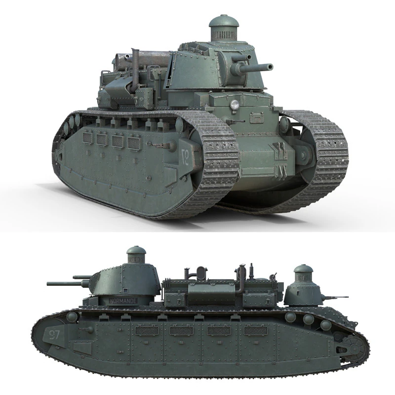 Char 2C Heavy Tank 3D Model .c4d .max .obj .3ds .fbx .stl .blend