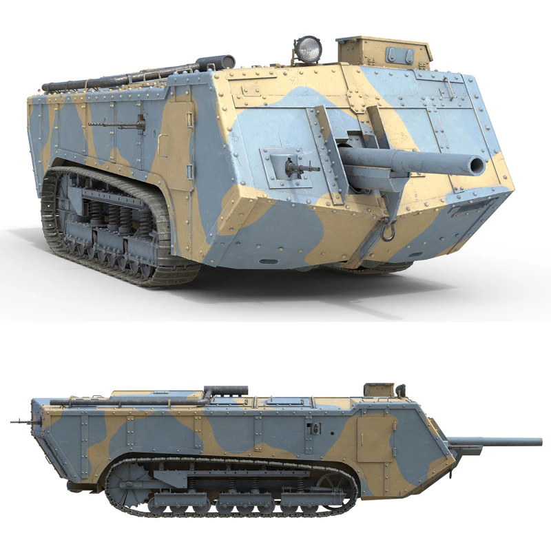 Saint Chamond Heavy Tank 3D Model .c4d .max .obj .3ds .fbx .stl .blend 