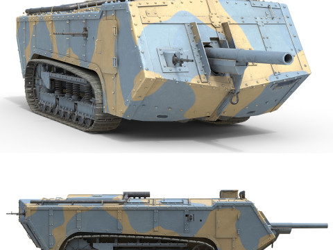 Saint Chamond Heavy Tank 3D Model
