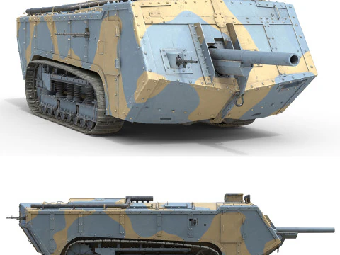 Saint Chamond 중전차 3D 모델