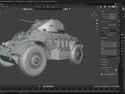 T17E1 Staghound Armored Car Model 3D