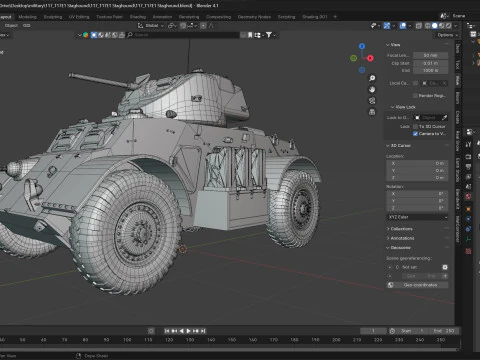 T17E1 Staghound Armored Car 3D Model