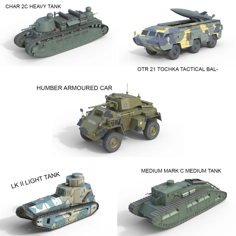 5 Military Vehicles Collection V29 3D Model .c4d .max .obj .3ds .fbx .stl .blend 
