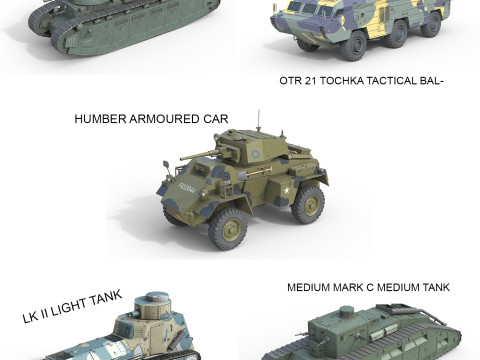 5 Military Vehicles Collection V29 3D Модель