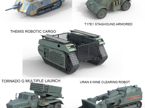 5 Military Vehicles Collection V30 3D Модель