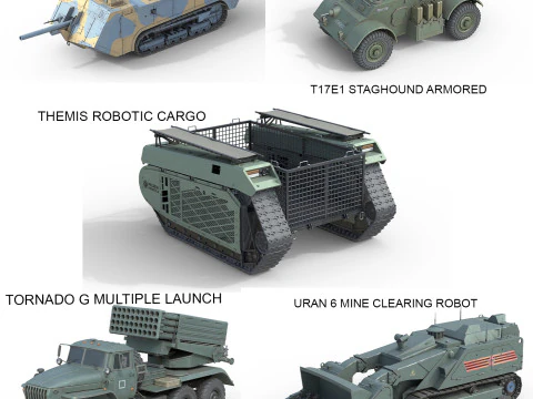 Cole&ccedil;&atilde;o de 5 ve&iacute;culos militares V30 Modelo 3D