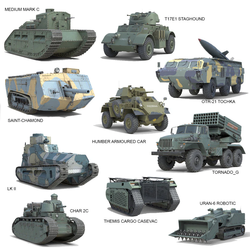 10 Military Vehicles Collection V14 3D Model .c4d .max .obj .3ds .fbx .stl .blend 