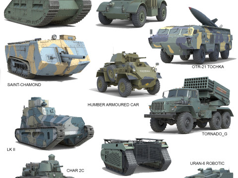 10 Military Vehicles Collection V14 3D Модель