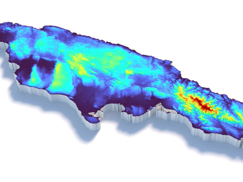 Jamaica Terrain Map Modèle 3D