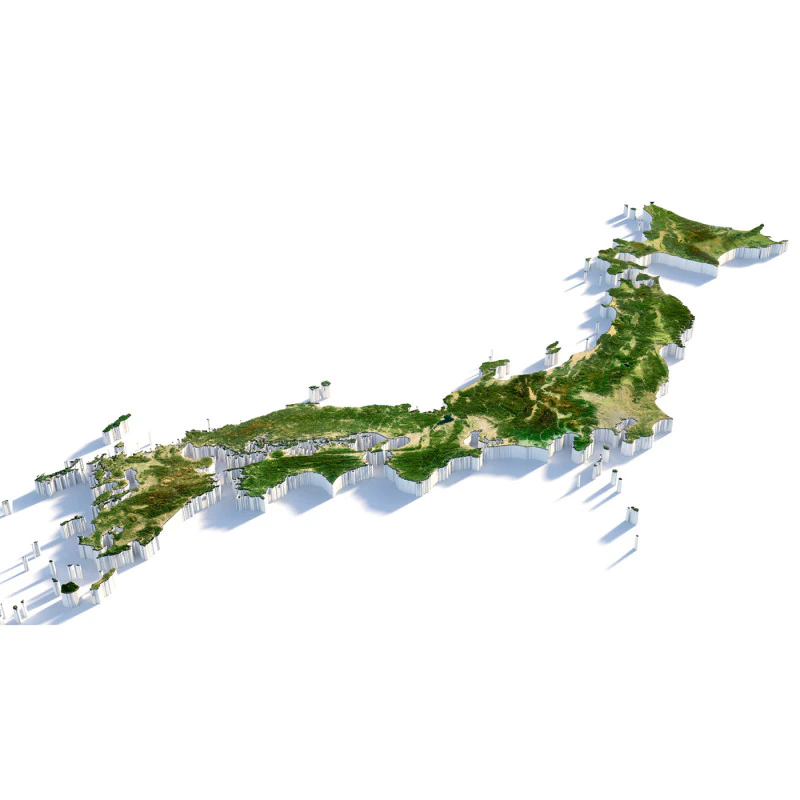 Japan Terrain Map 3D Model .c4d .max .obj .3ds .fbx .stl .blend 