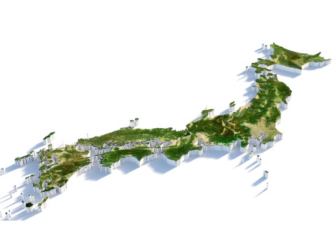Japan Terrain Map Modello 3D