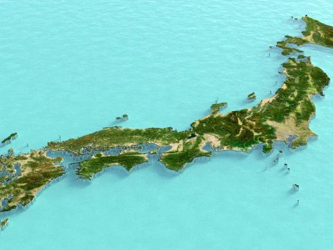 Japan Terrain Map 3D Model