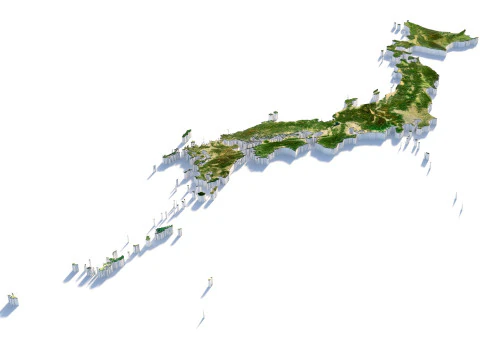 Japan Terrain Map 3D Model