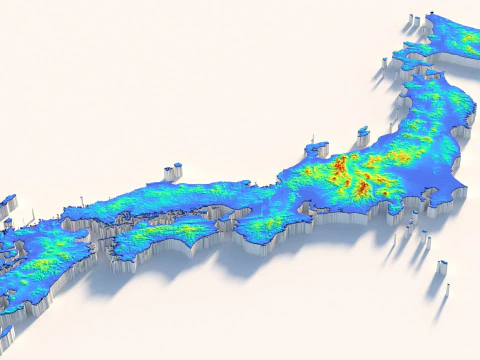 Japan Terrain Map 3D Model