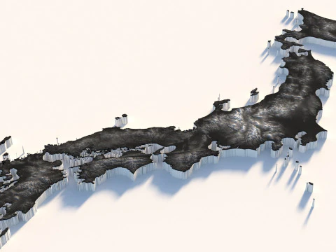 Japan Terrain Map 3D Model