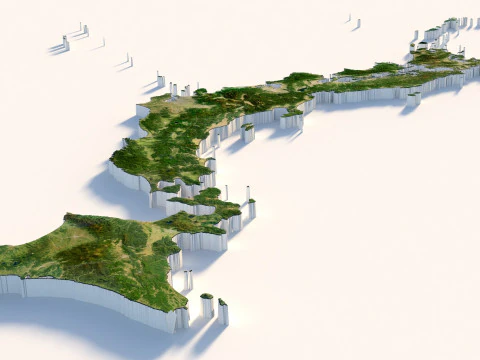 Japan Terrain Map 3D Model