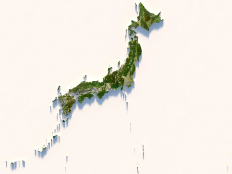 Japan Terrain Map 3D Model