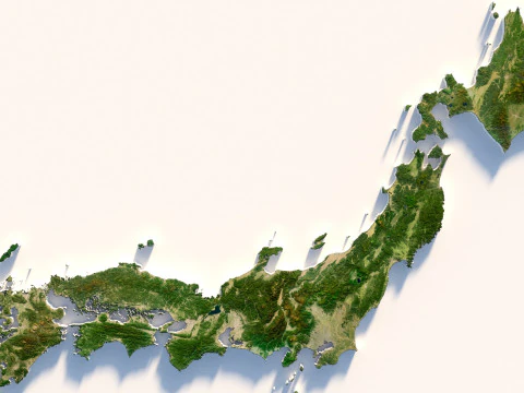 Japan Terrain Map 3D Model