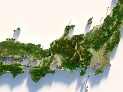 Japan Terrain Map 3D Model