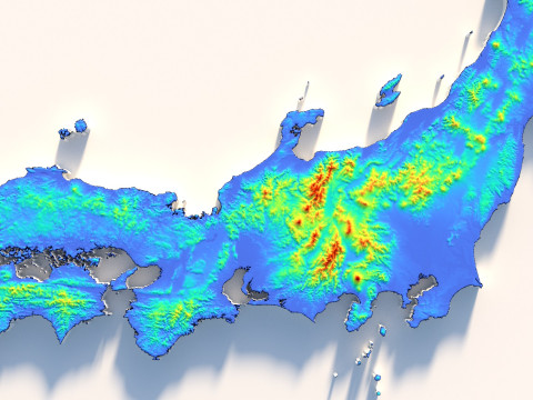 Japan Terrain Map 3D-Modell