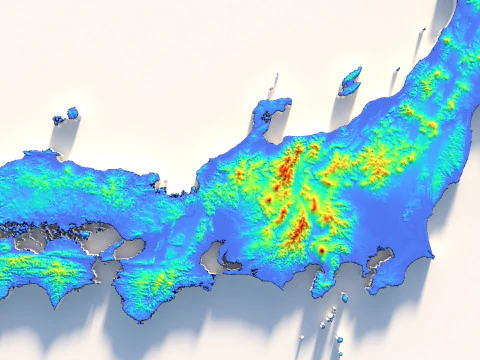 Japan Terrain Map 3D Model