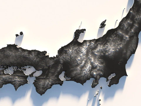 Japan Terrain Map 3D Model