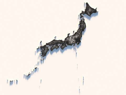 Japan Terrain Map 3D-Modell