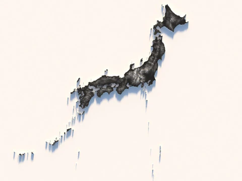Japan Terrain Map 3D Model