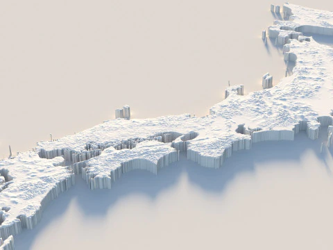 Japan Terrain Map 3D Model