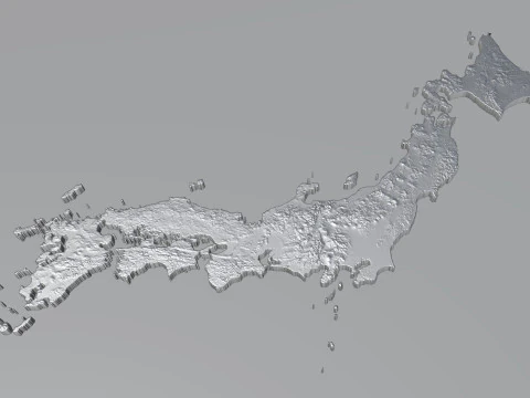 Japan Terrain Map 3D Model