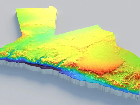 Jordans Terrain Map 3D Model