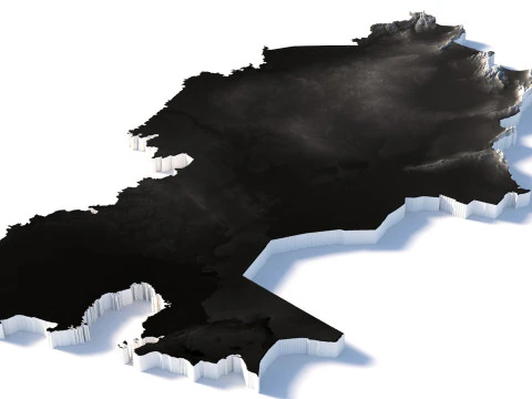 Kazakhstan terrain map 3D Model