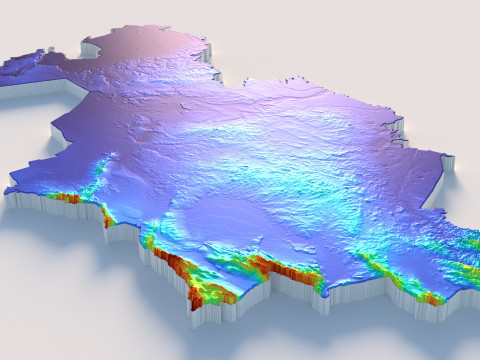 Kazakhstan terrain map 3D Model