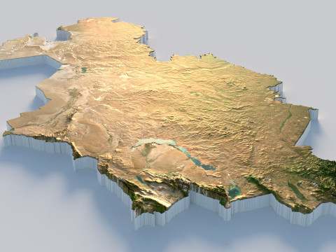 Kazakhstan terrain map 3D Model